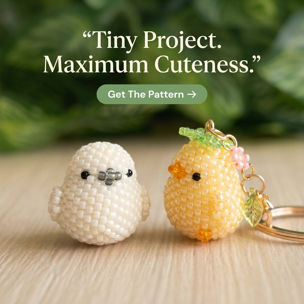 🐤 Chubby Beaded Bird Charm — 3D Seed Bead Pattern (PDF)