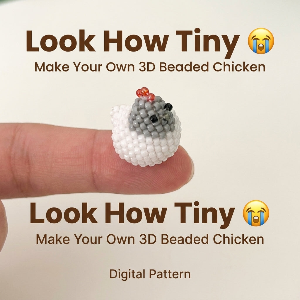 🐔 Little Beaded Hen Charm — 3D Seed Bead Pattern (PDF)