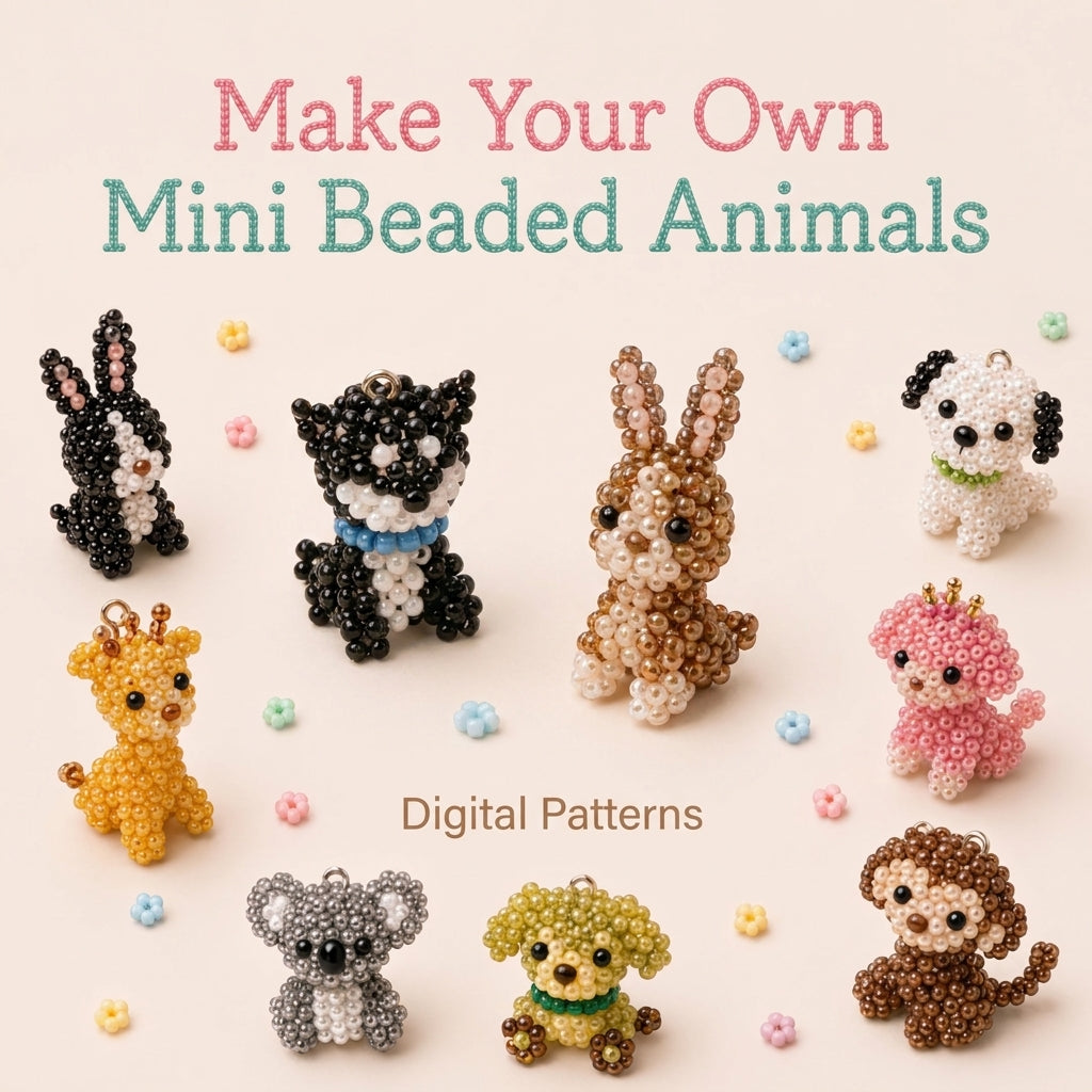 🐶 Miniature Beaded Animal Charm Collection — 6 Patterns (PDF)