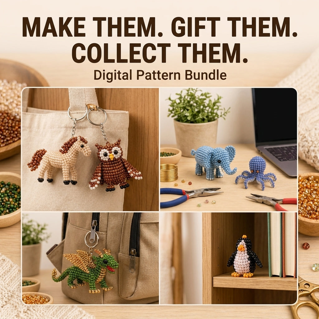🦉 3D Seed Bead Animal Bundle — 6 Patterns (PDF)