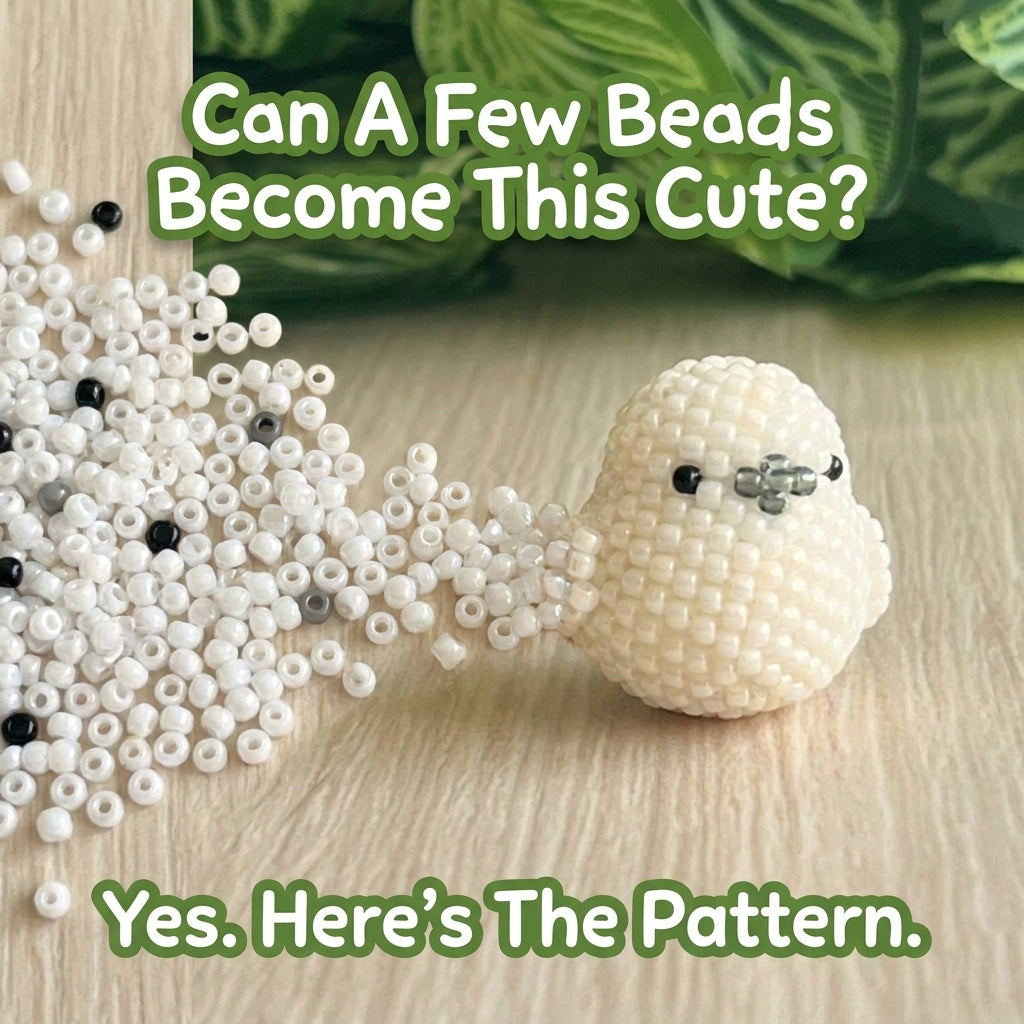 🐤 Chubby Beaded Bird Charm — 3D Seed Bead Pattern (PDF)