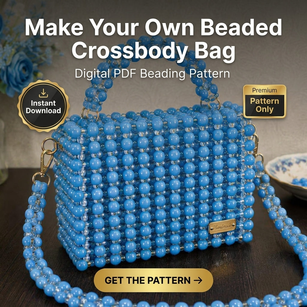 Beaded Box Bag Pattern — Structured Bead Woven Bag with Top Handle and Detachable Crossbody Strap, PDF Tutorial