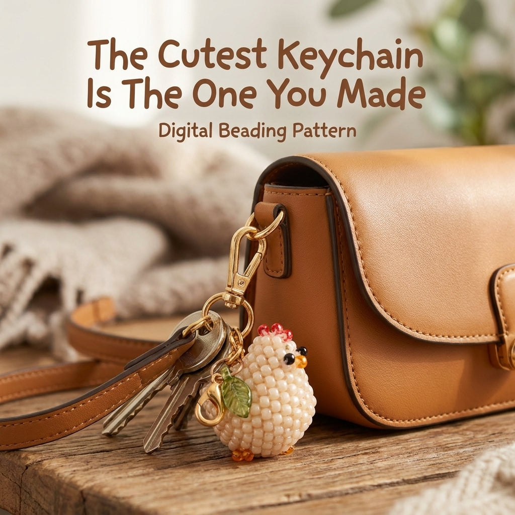 π Little Beaded Hen Charm β 3D Seed Bead Pattern (PDF)