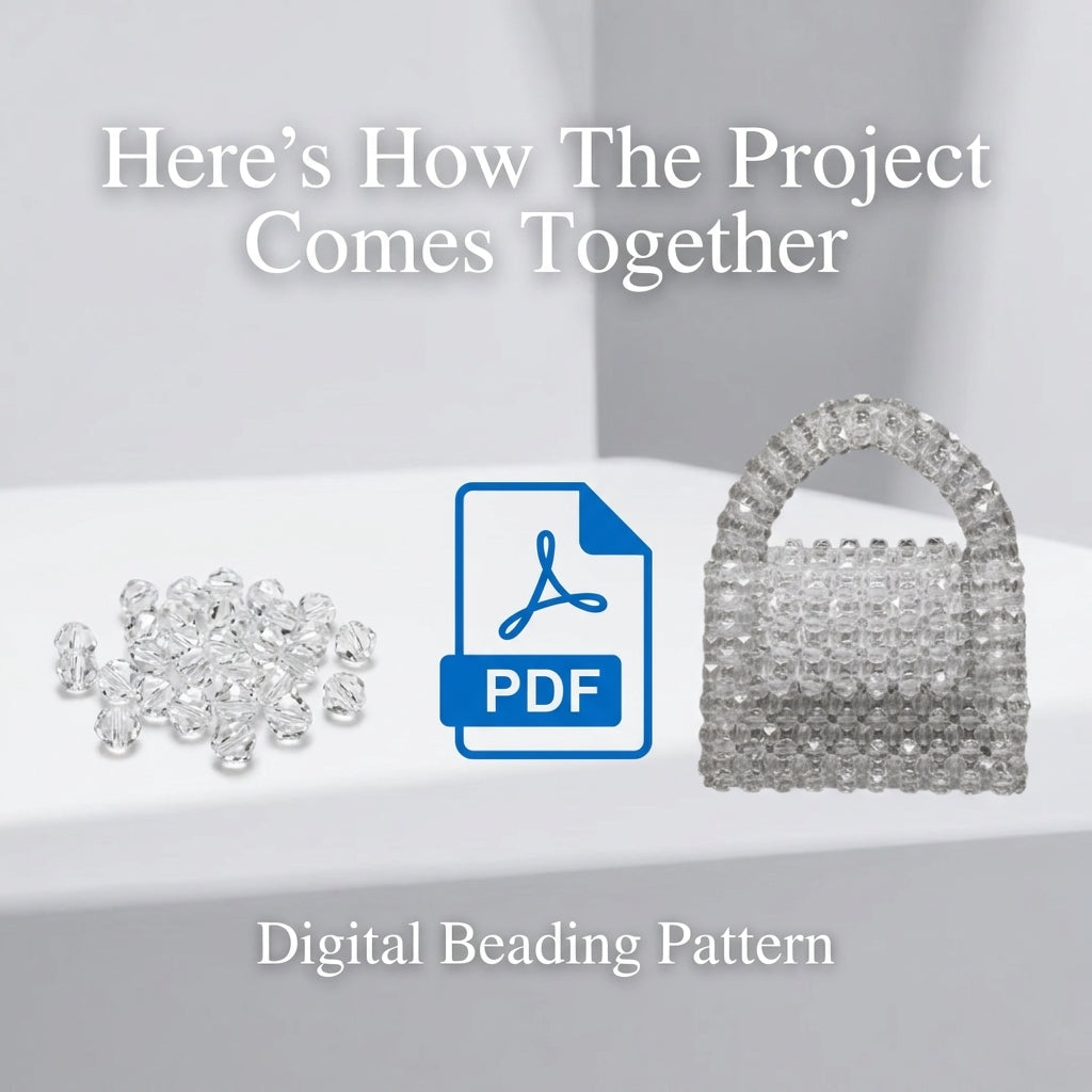Crystal Beaded Bag Pattern — Clear Bead Woven Top-Handle Purse, Step-by-Step PDF Tutorial, Instant Download
