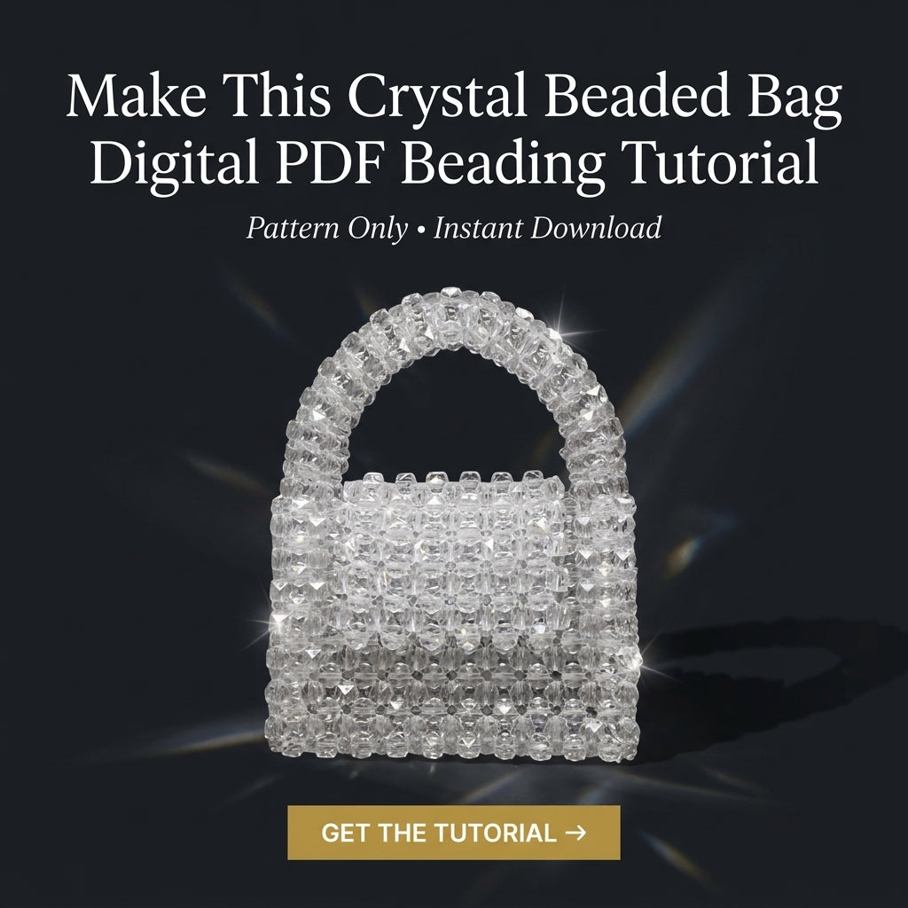 Crystal Beaded Bag Pattern — Clear Bead Woven Top-Handle Purse, Step-by-Step PDF Tutorial, Instant Download