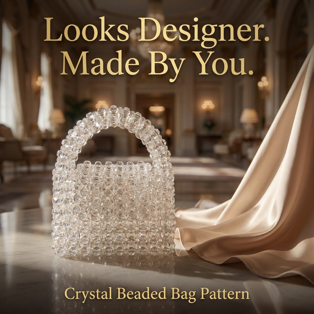 Crystal Beaded Bag Pattern — Clear Bead Woven Top-Handle Purse, Step-by-Step PDF Tutorial, Instant Download