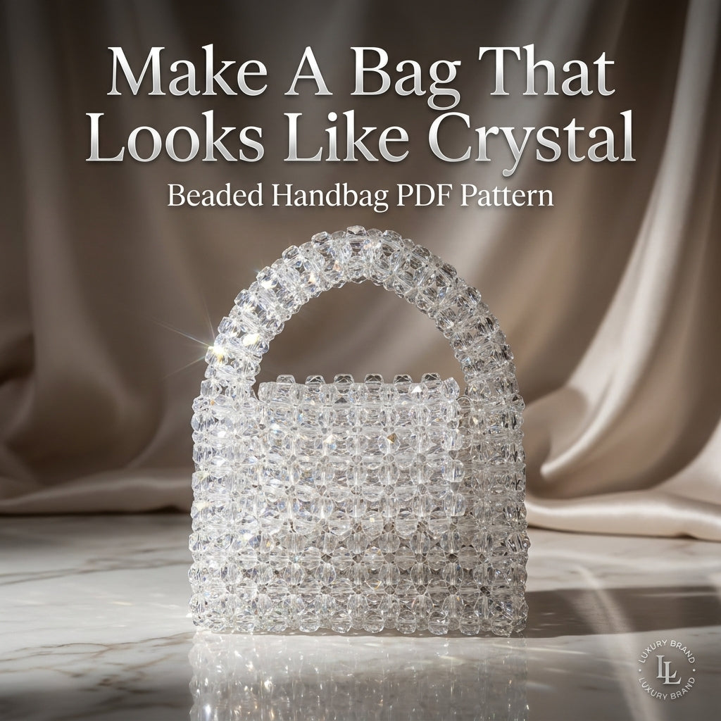 Crystal Beaded Bag Pattern — Clear Bead Woven Top-Handle Purse, Step-by-Step PDF Tutorial, Instant Download