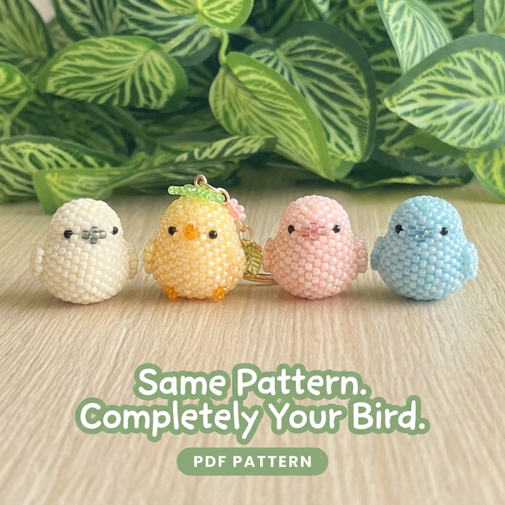 🐤 Chubby Beaded Bird Charm — 3D Seed Bead Pattern (PDF)