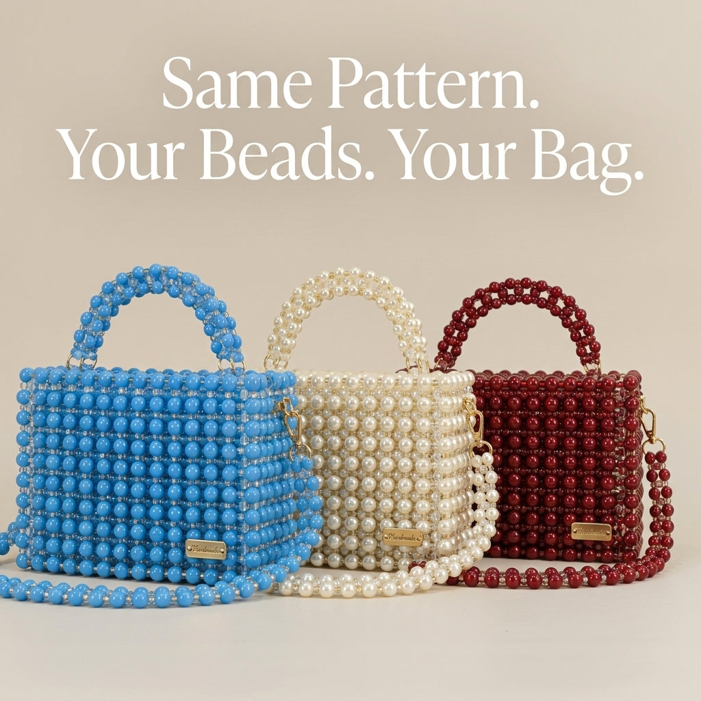 Beaded Box Bag Pattern — Structured Bead Woven Bag with Top Handle and Detachable Crossbody Strap, PDF Tutorial