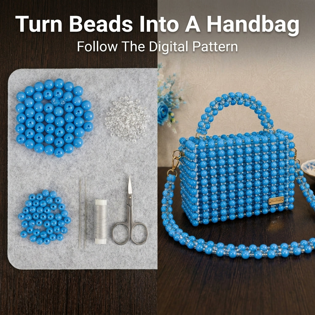 Beaded Box Bag Pattern — Structured Bead Woven Bag with Top Handle and Detachable Crossbody Strap, PDF Tutorial