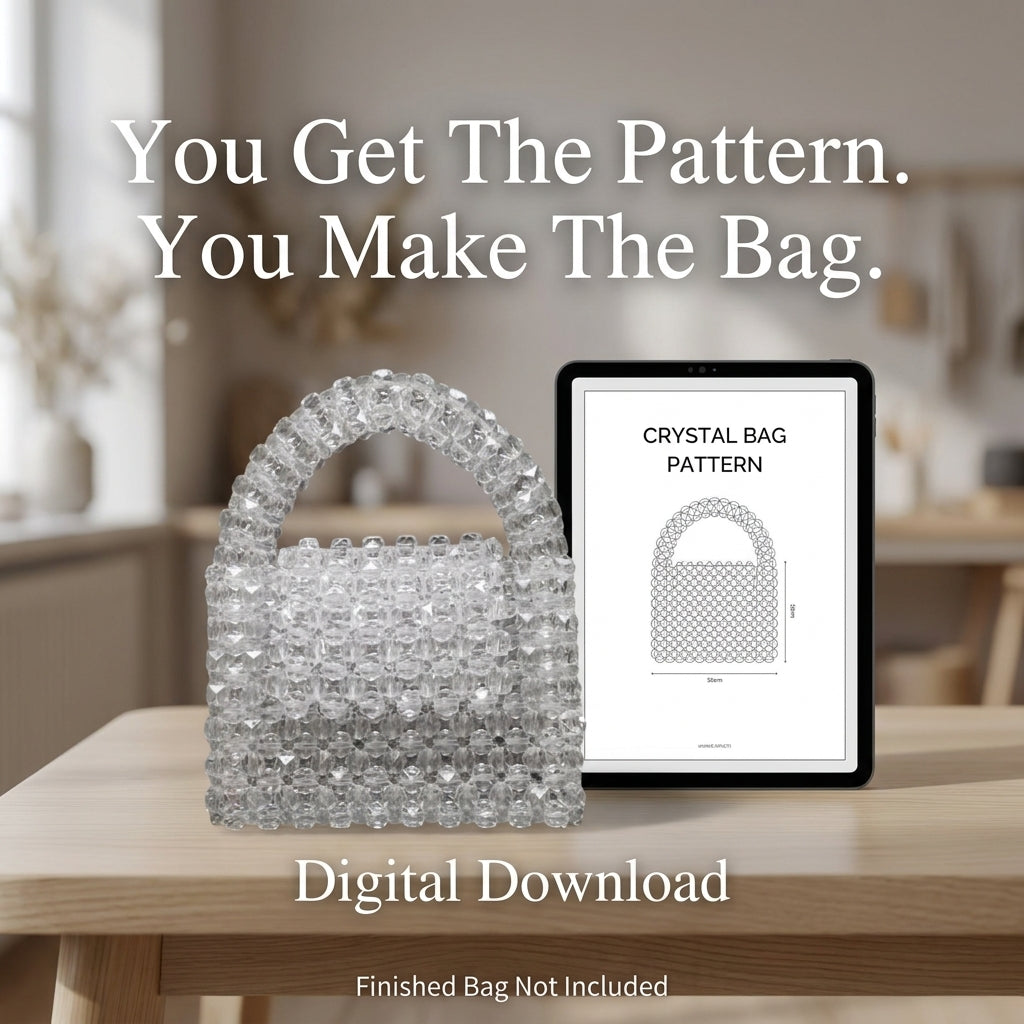 Crystal Beaded Bag Pattern — Clear Bead Woven Top-Handle Purse, Step-by-Step PDF Tutorial, Instant Download