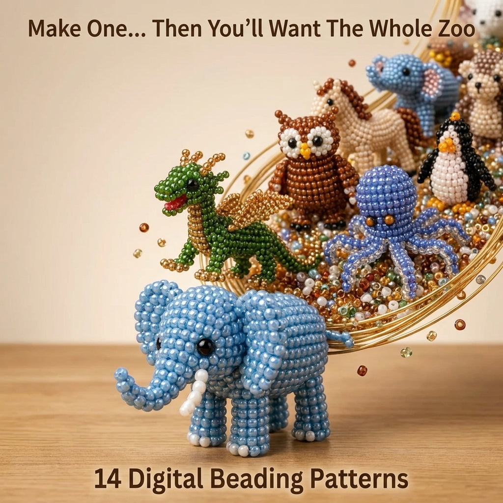 🦉 3D Seed Bead Animal Bundle — 6 Patterns (PDF)