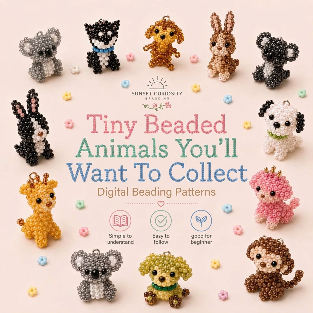 🐶 Miniature Beaded Animal Charm Collection — 6 Patterns (PDF)