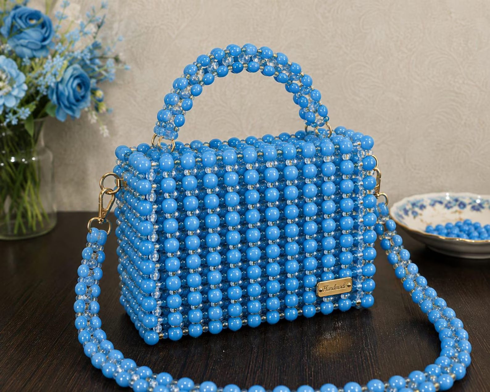 Beaded Box Bag Pattern — Structured Bead Woven Bag with Top Handle and Detachable Crossbody Strap, PDF Tutorial
