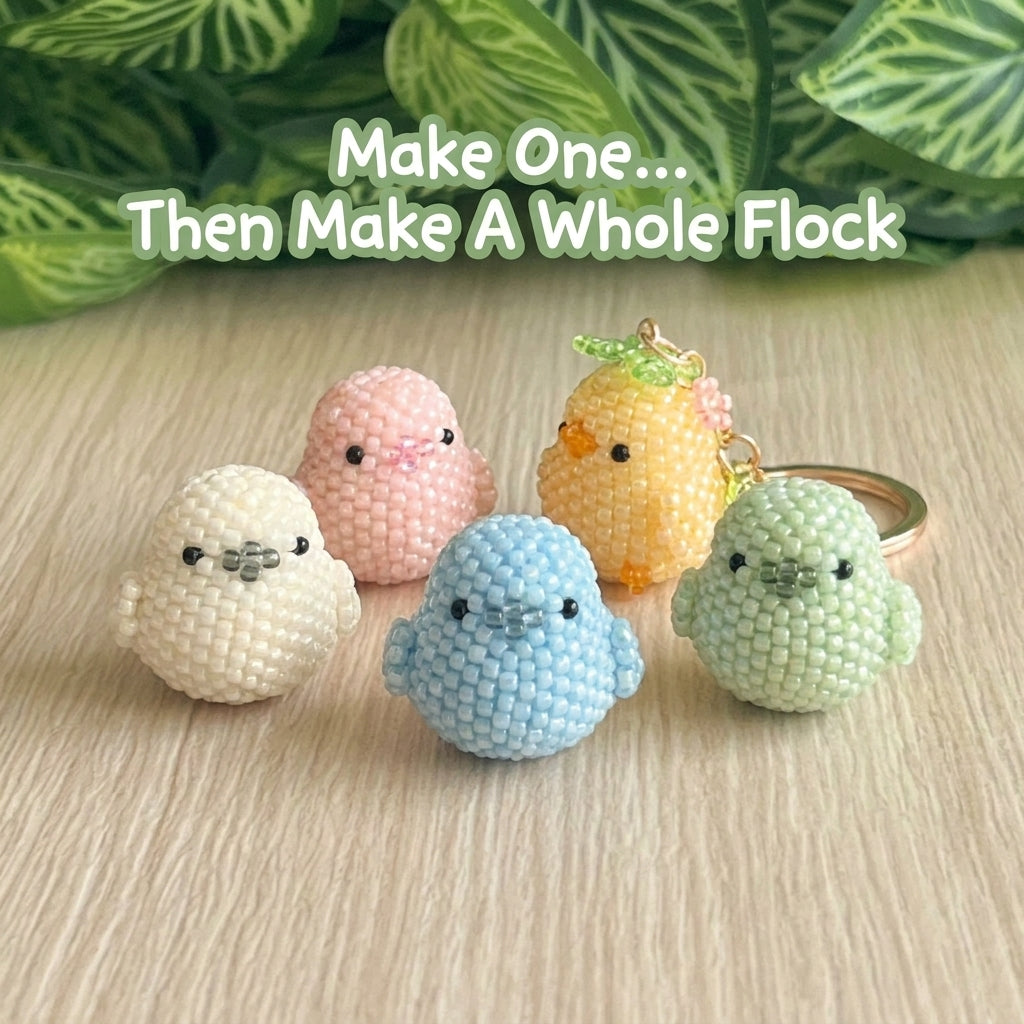 🐤 Chubby Beaded Bird Charm — 3D Seed Bead Pattern (PDF)