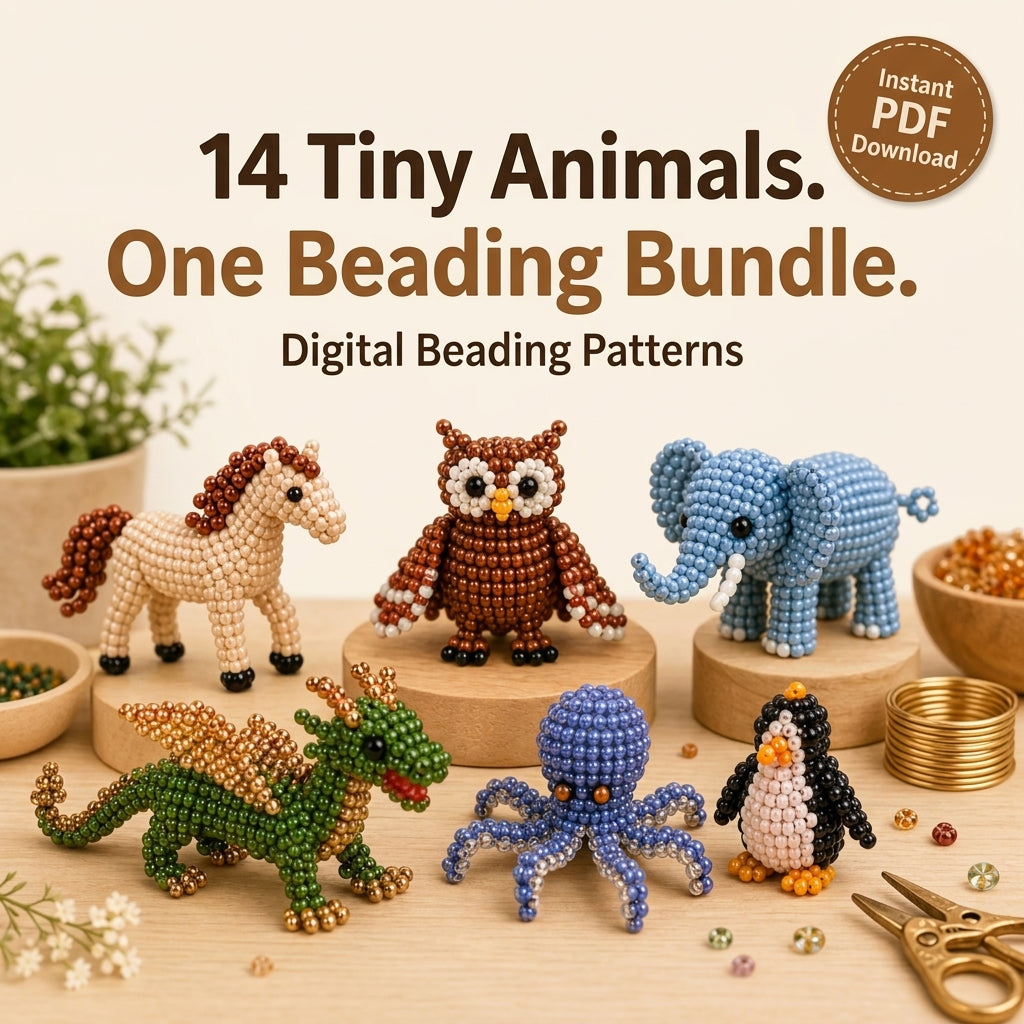 🦉 3D Seed Bead Animal Bundle — 6 Patterns (PDF)
