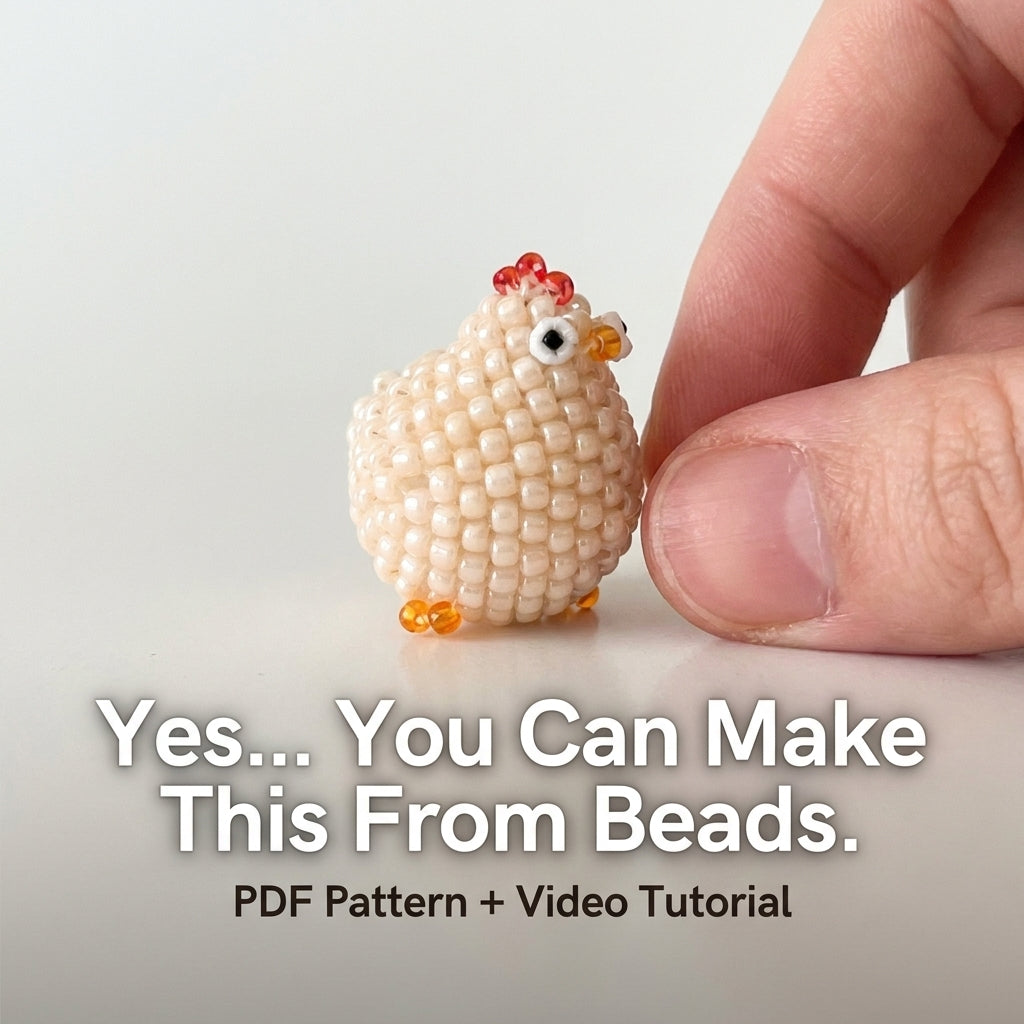 🐔 Little Beaded Hen Charm — 3D Seed Bead Pattern (PDF)