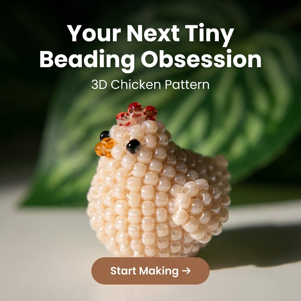 🐔 Little Beaded Hen Charm — 3D Seed Bead Pattern (PDF)