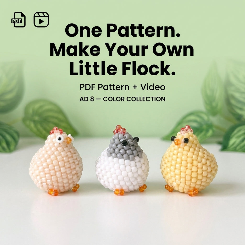 🐔 Little Beaded Hen Charm — 3D Seed Bead Pattern (PDF)