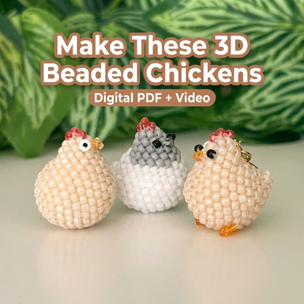 🐔 Little Beaded Hen Charm — 3D Seed Bead Pattern (PDF)