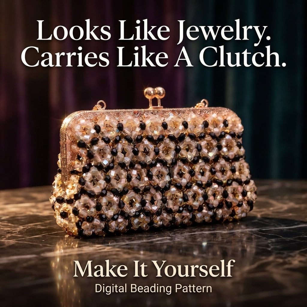 Beaded Clutch Bag Pattern — 3D Textured Evening Clutch on a Metal Frame, Step-by-Step PDF, Instant Download