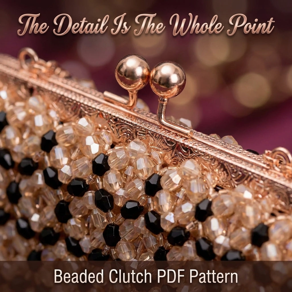 Beaded Clutch Bag Pattern — 3D Textured Evening Clutch on a Metal Frame, Step-by-Step PDF, Instant Download