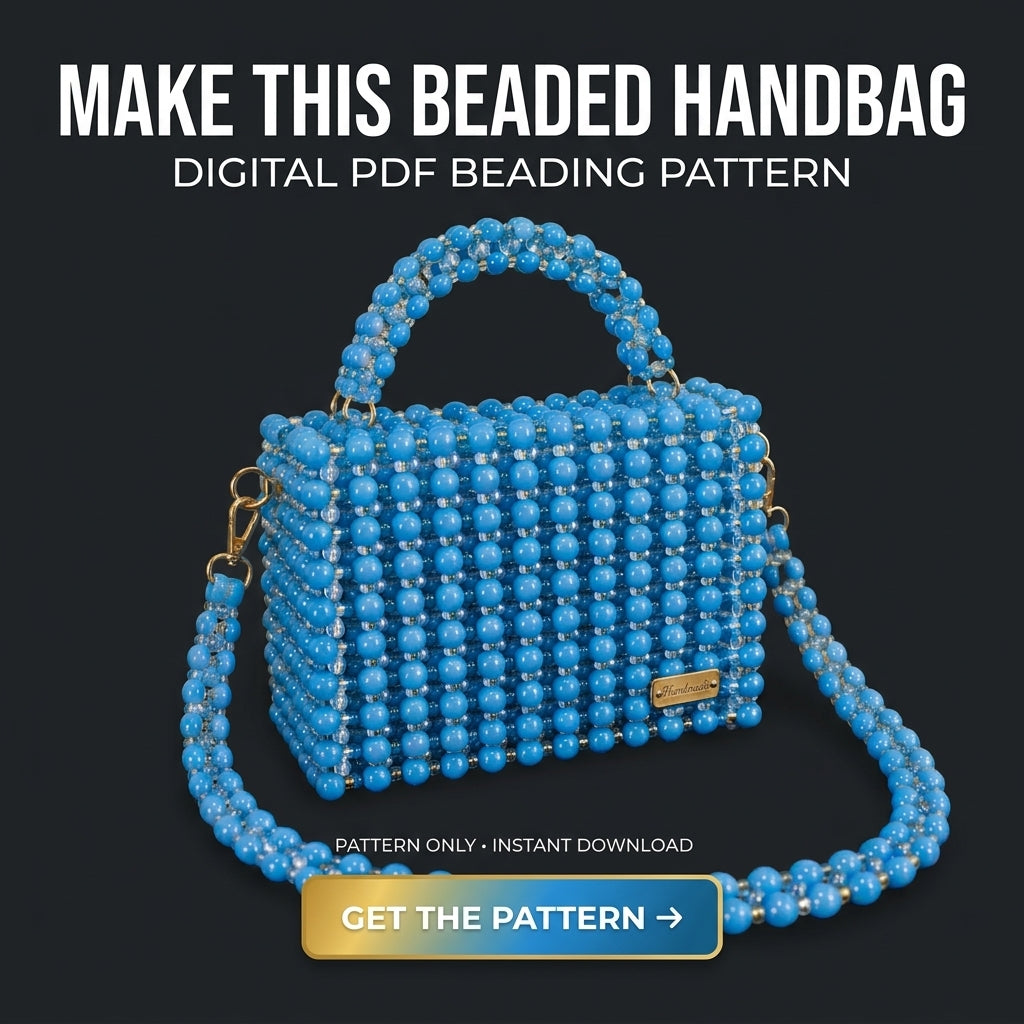 Beaded Box Bag Pattern — Structured Bead Woven Bag with Top Handle and Detachable Crossbody Strap, PDF Tutorial