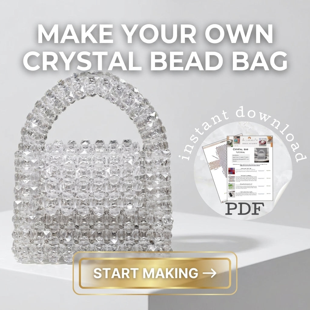 Crystal Beaded Bag Pattern — Clear Bead Woven Top-Handle Purse, Step-by-Step PDF Tutorial, Instant Download