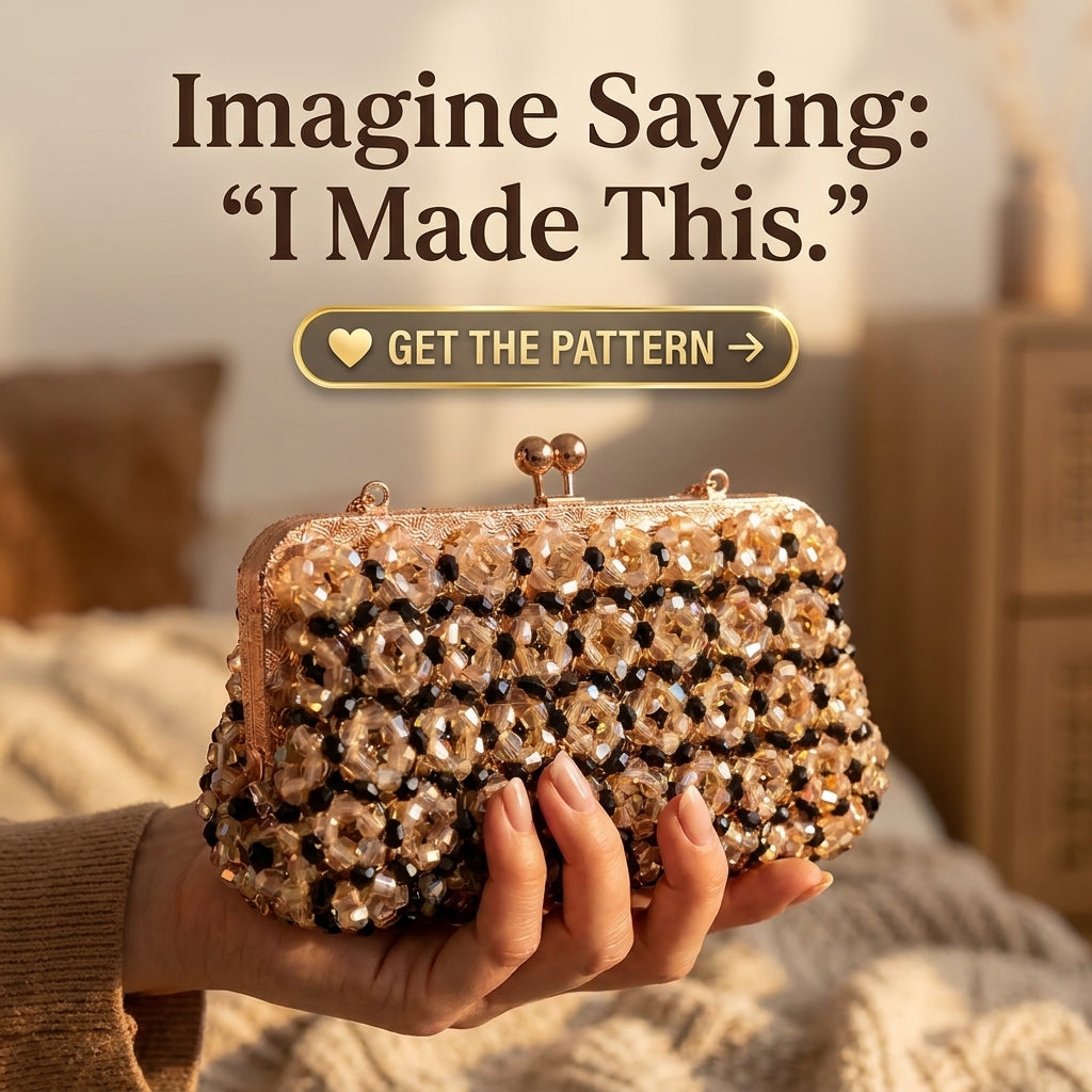 Beaded Clutch Bag Pattern — 3D Textured Evening Clutch on a Metal Frame, Step-by-Step PDF, Instant Download