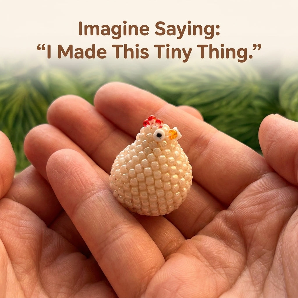 🐔 Little Beaded Hen Charm — 3D Seed Bead Pattern (PDF)