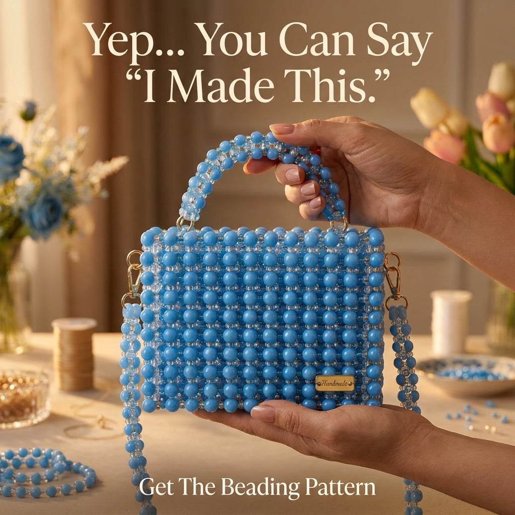 Beaded Box Bag Pattern — Structured Bead Woven Bag with Top Handle and Detachable Crossbody Strap, PDF Tutorial