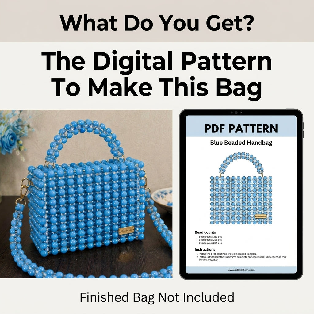 Beaded Box Bag Pattern — Structured Bead Woven Bag with Top Handle and Detachable Crossbody Strap, PDF Tutorial