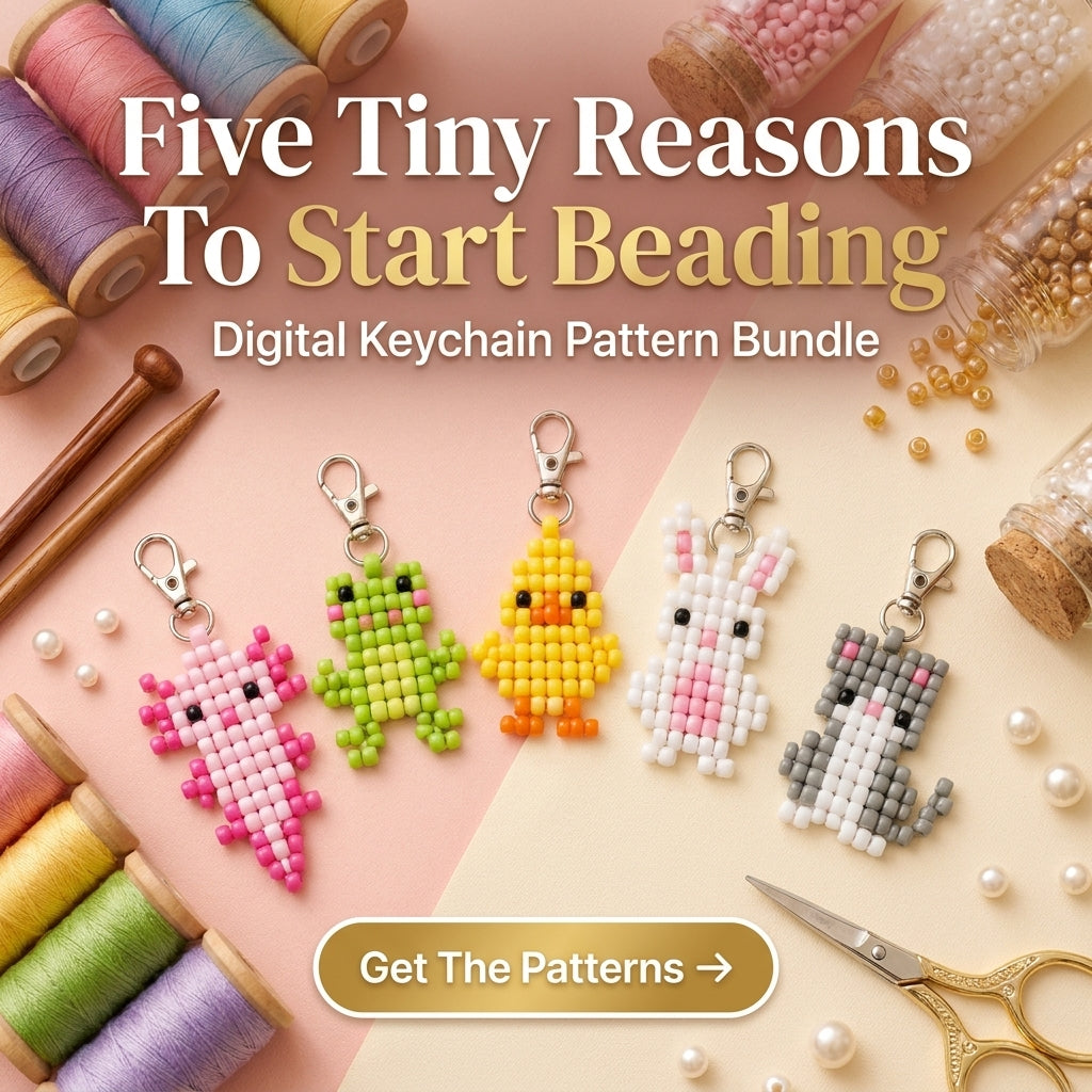 🐰 Pony Bead Baby Animal Keychain Set — 5 Patterns (PDF)
