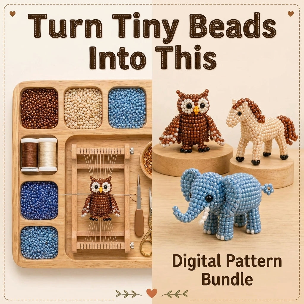 🦉 3D Seed Bead Animal Bundle — 6 Patterns (PDF)