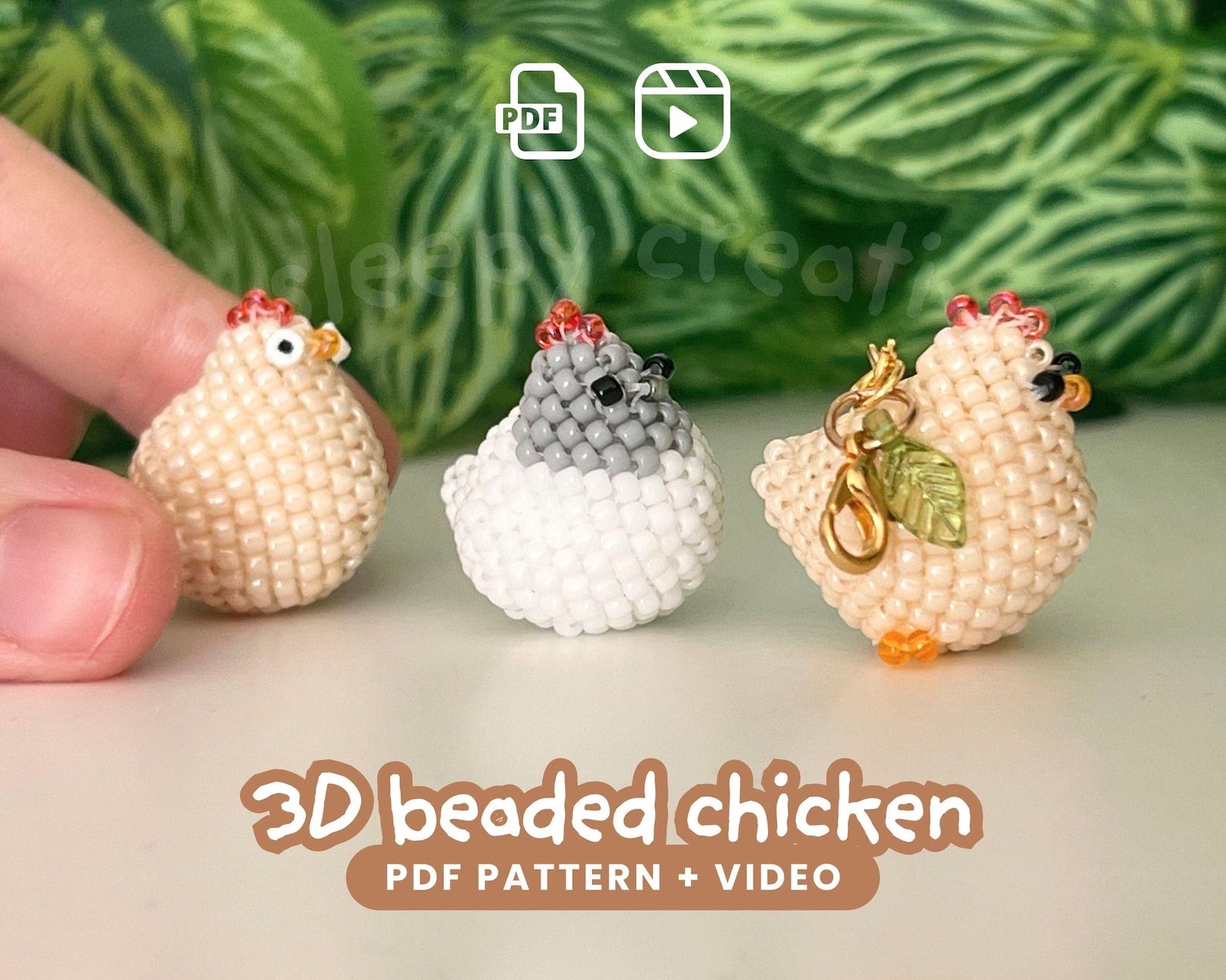 🐔 Little Beaded Hen Charm — 3D Seed Bead Pattern (PDF)