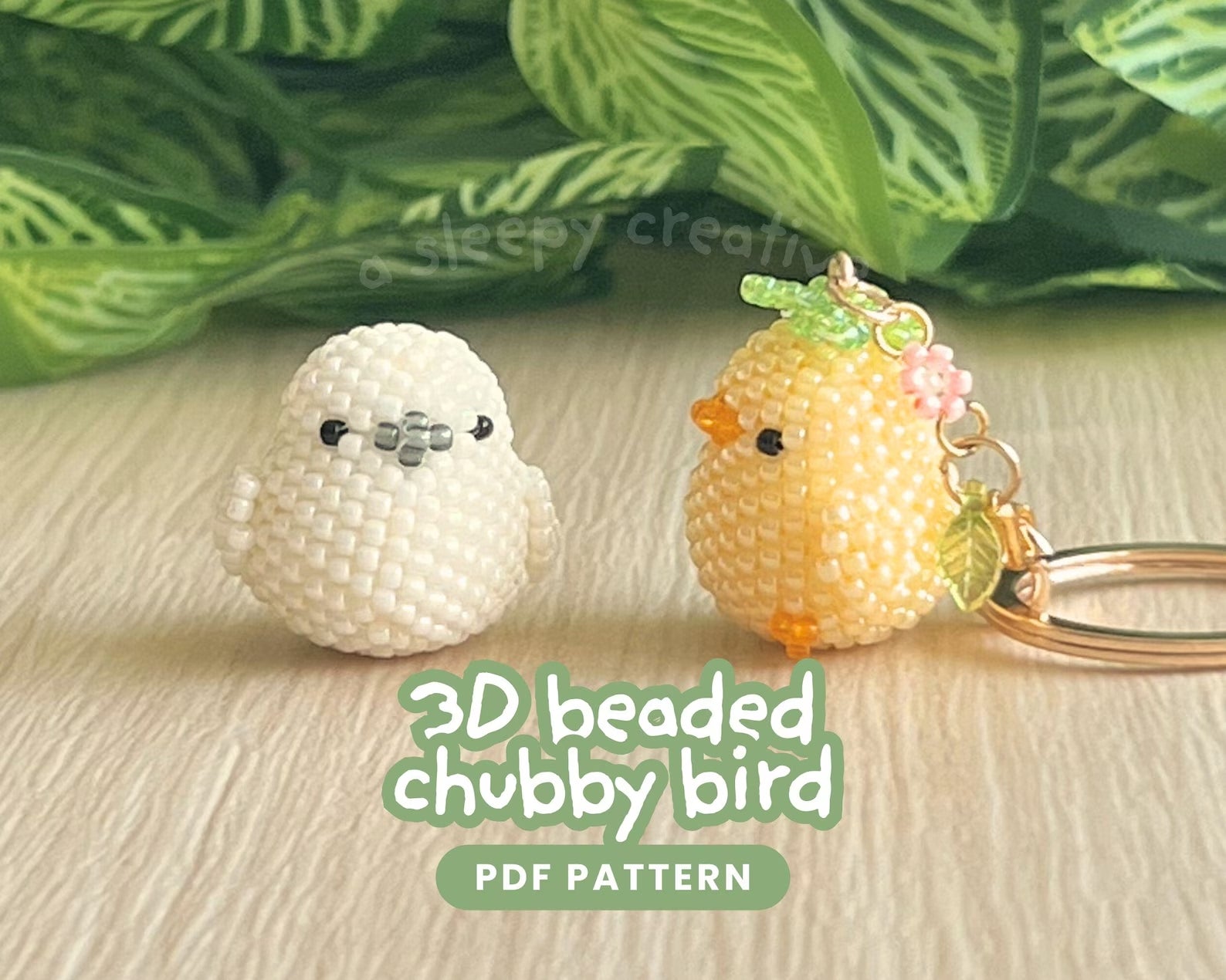 🐤 Chubby Beaded Bird Charm — 3D Seed Bead Pattern (PDF)