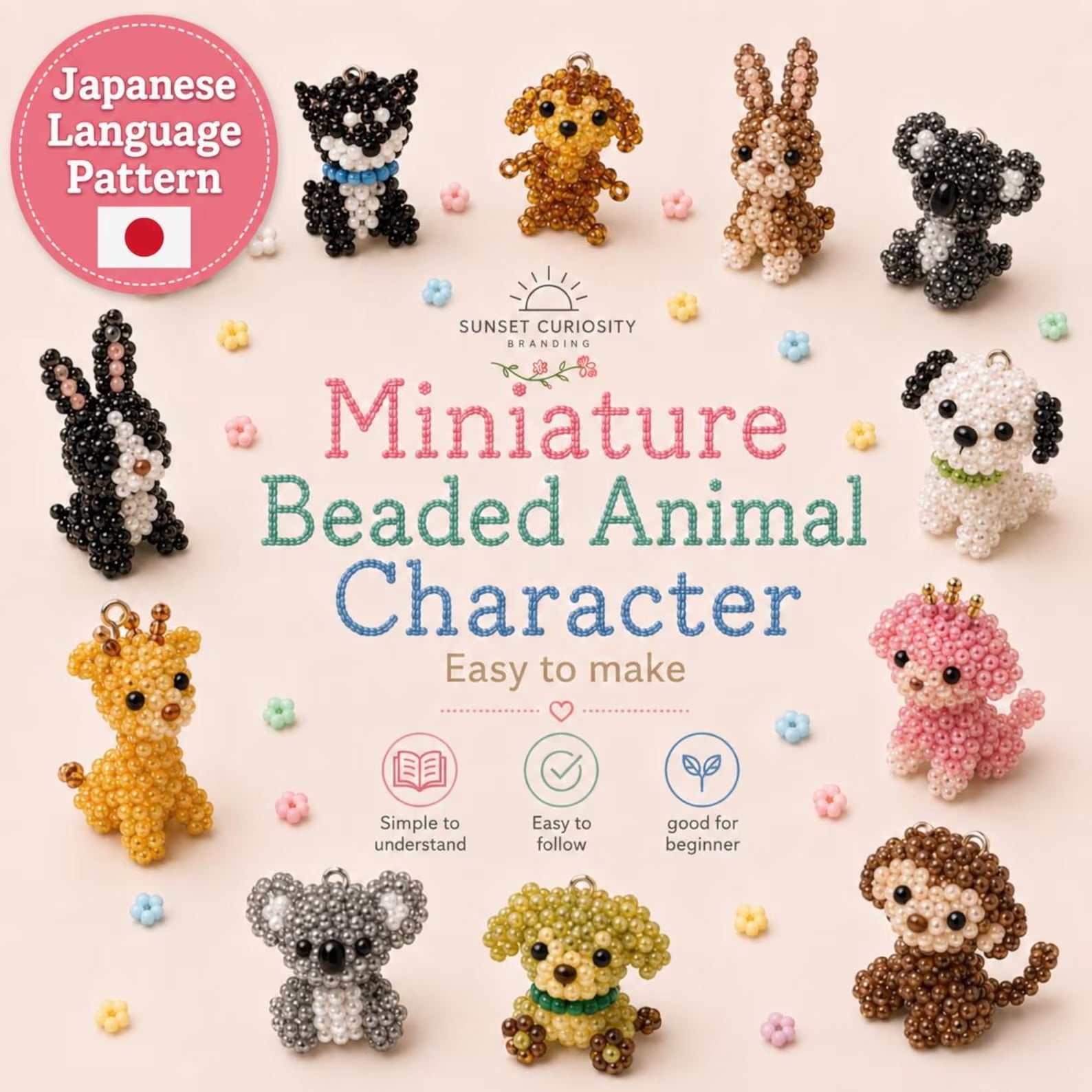 🐶 Miniature Beaded Animal Charm Collection — 6 Patterns (PDF)